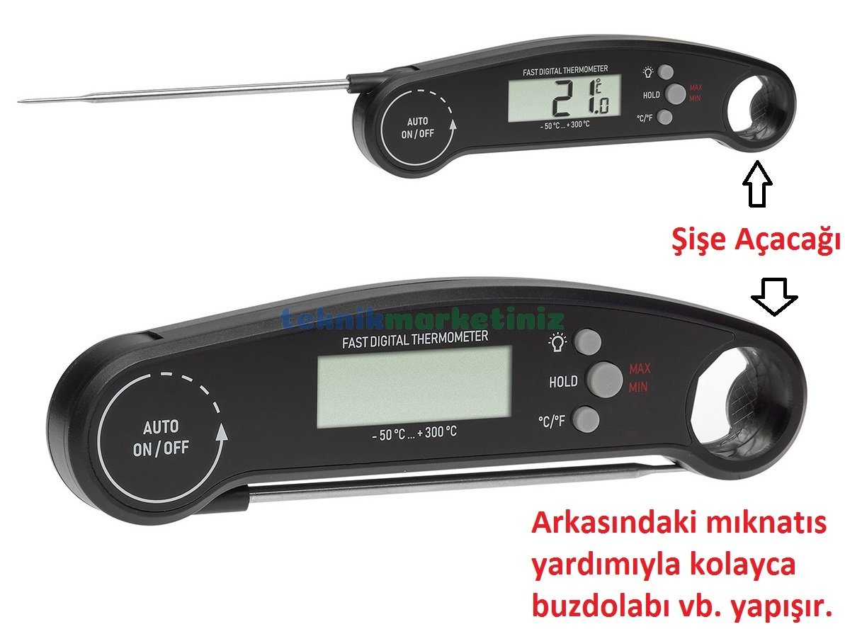 tfa dostmann 30.1061.01 tm832.1137.01 dijital katlanır paslanmaz problu mutfak, yemek, et,bbq,süt termometresi